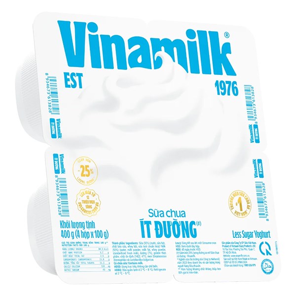 Lốc 4 Hộp Sữa Chua Ít Đường Vinamilk 100G (Từ 1 Tuổi)