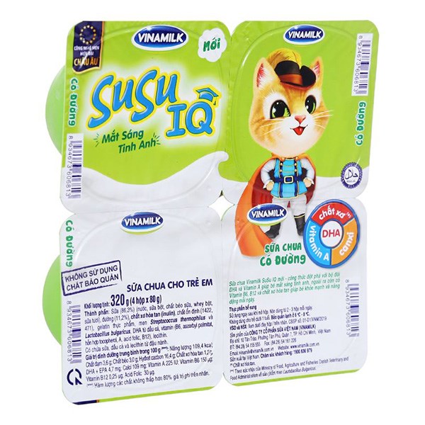 Lốc 4 Hộp Sữa Chua Có Đường Vinamilk Susu Iq 80G (Từ 1 Tuổi)