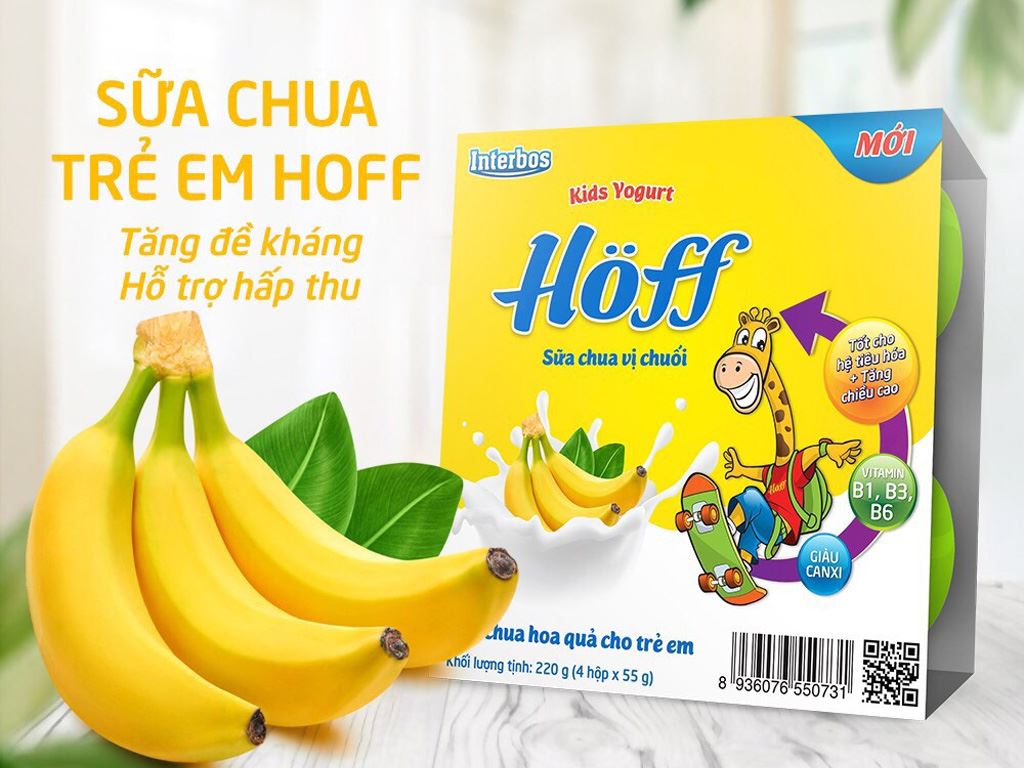 Lốc 4 hộp sữa chua Hoff vị chuối 55g 2