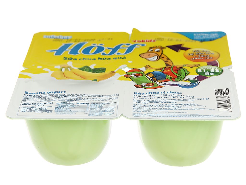 Lốc 4 hộp sữa chua Hoff vị chuối 55g 4