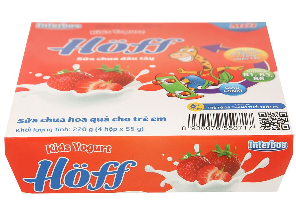 Lốc 4 hộp sữa chua Hoff dâu tây 55g 3
