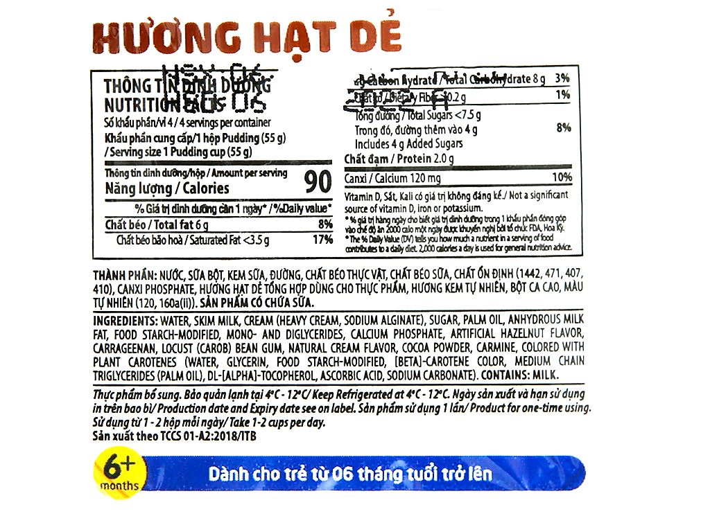 Lốc 4 hộp váng sữa Hoff hương hạt dẻ 55g 6