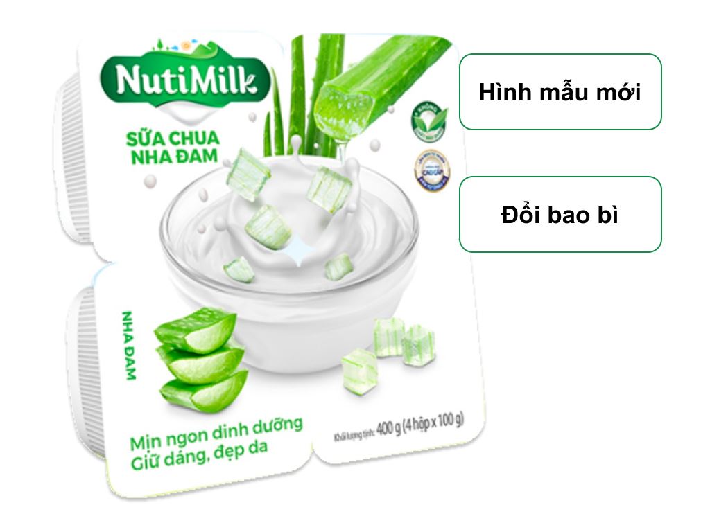 4 hộp sữa chua nha đam Nuti 100g giá tốt tại Bách hoá XANH