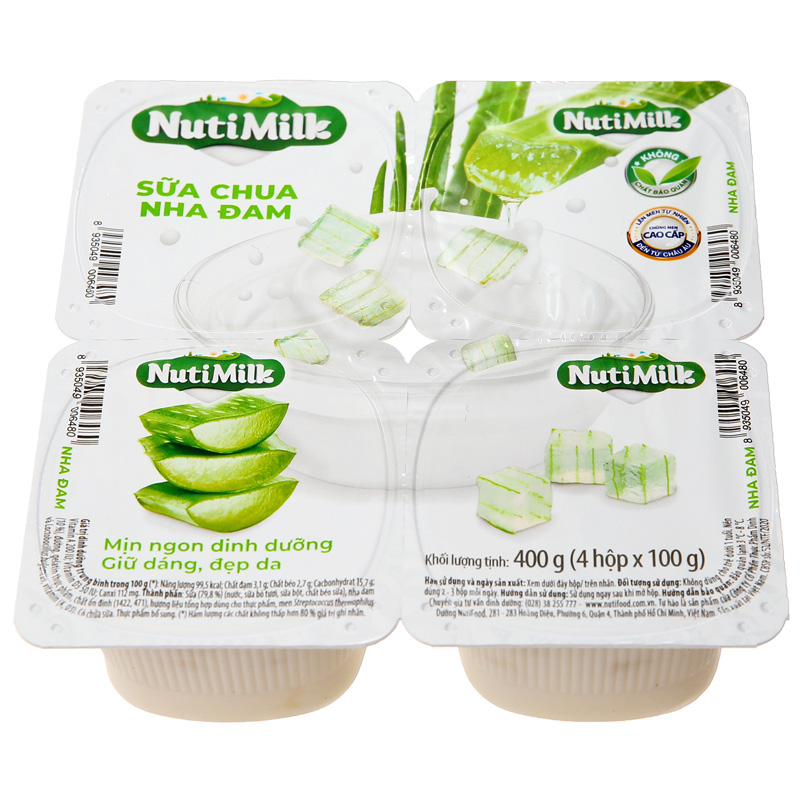 Lốc 4 hộp sữa chua trái cây Nutimilk vị nha đam 100g (từ 1 tuổi) 2