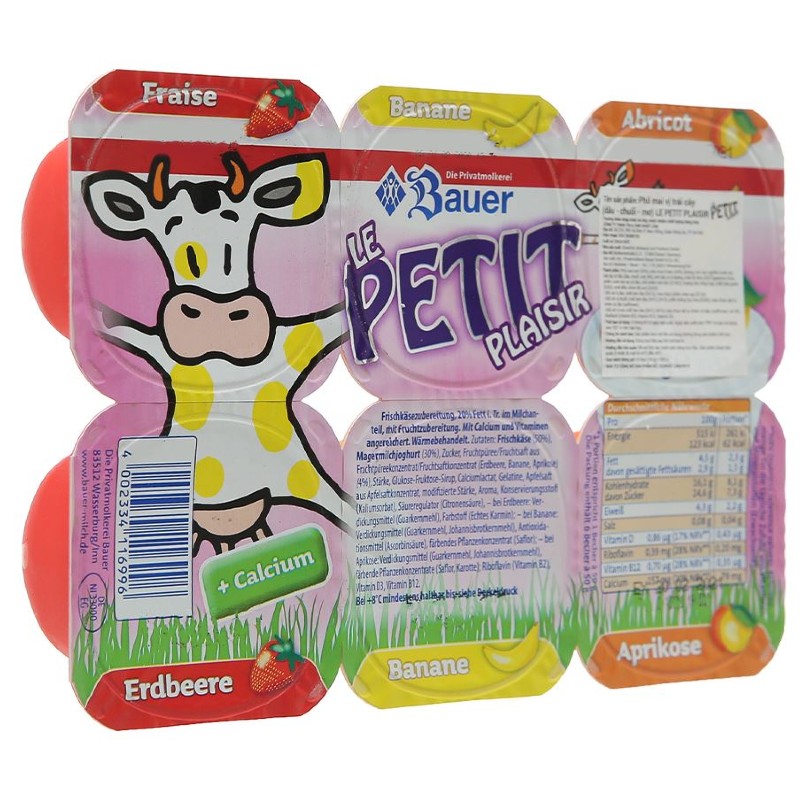 Lốc 6 hộp sữa chua phô mai Kids Mix Le Petit Plaisir vị dâu, chuối và mơ 50g (từ 6 tháng) - AVAKids.com