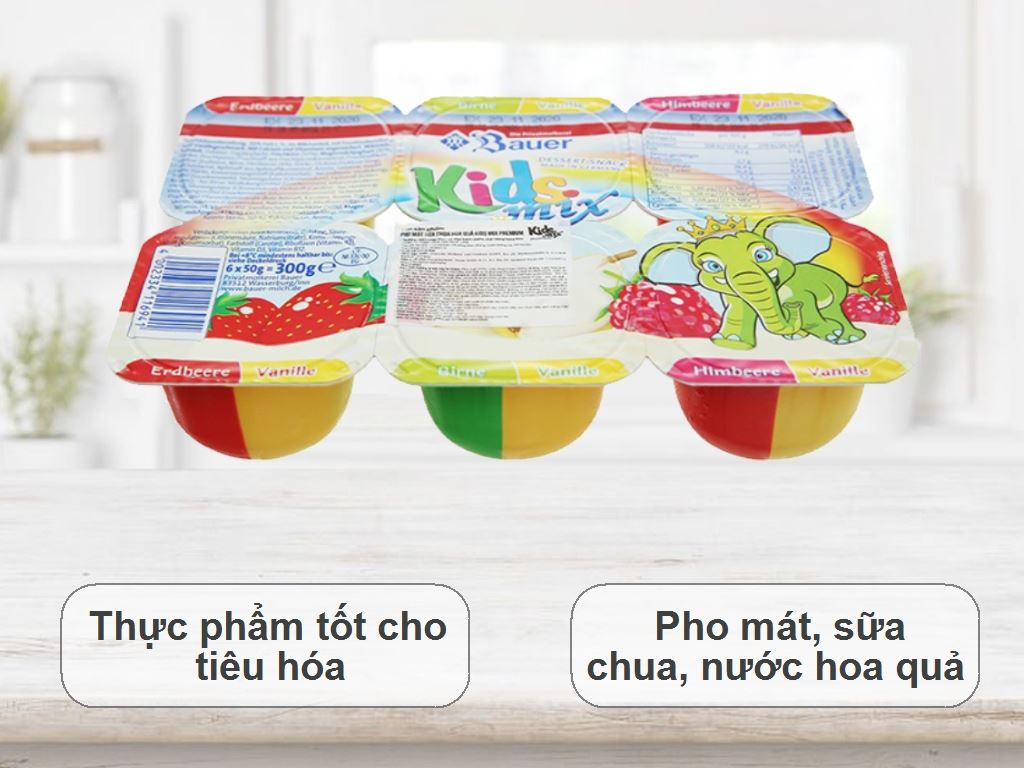 Lốc 6 hộp sữa chua phô mai Kids Mix Premium vị dâu, lê, mâm xôi, vani 50g 2
