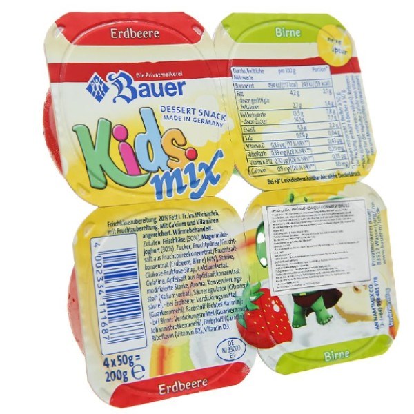 Lốc 4 Hộp Sữa Chua Phô Mai Kids Mix Vị Dâu Lê 200G