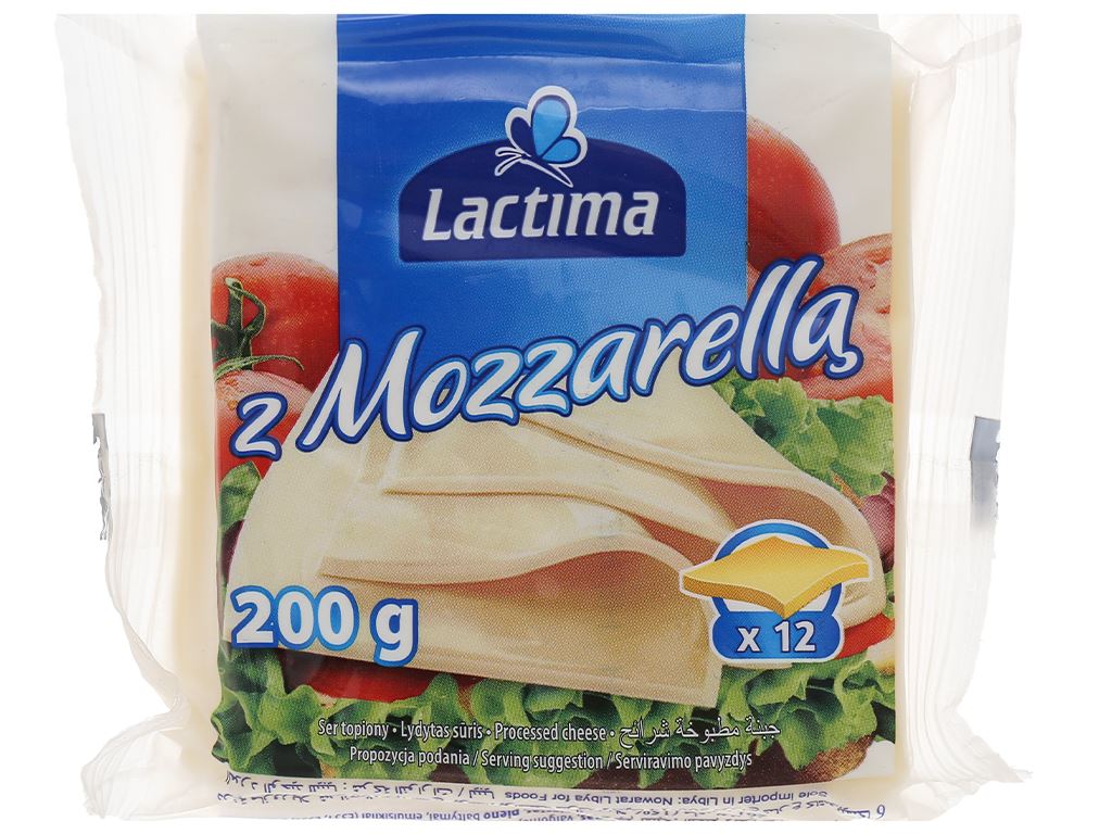 Phô mai lát Lactima Mozzarella gói 200g (12 lát)