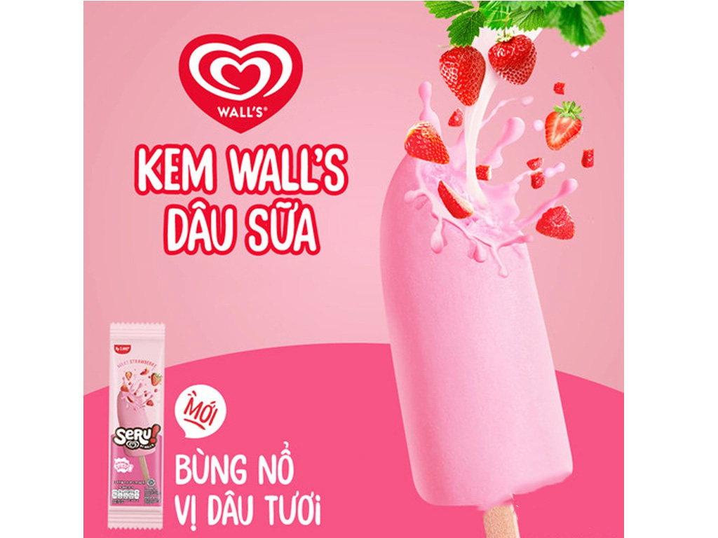 Kem dâu sữa Wall's Seru cây 43g giá tốt tại Bách hoá XANH