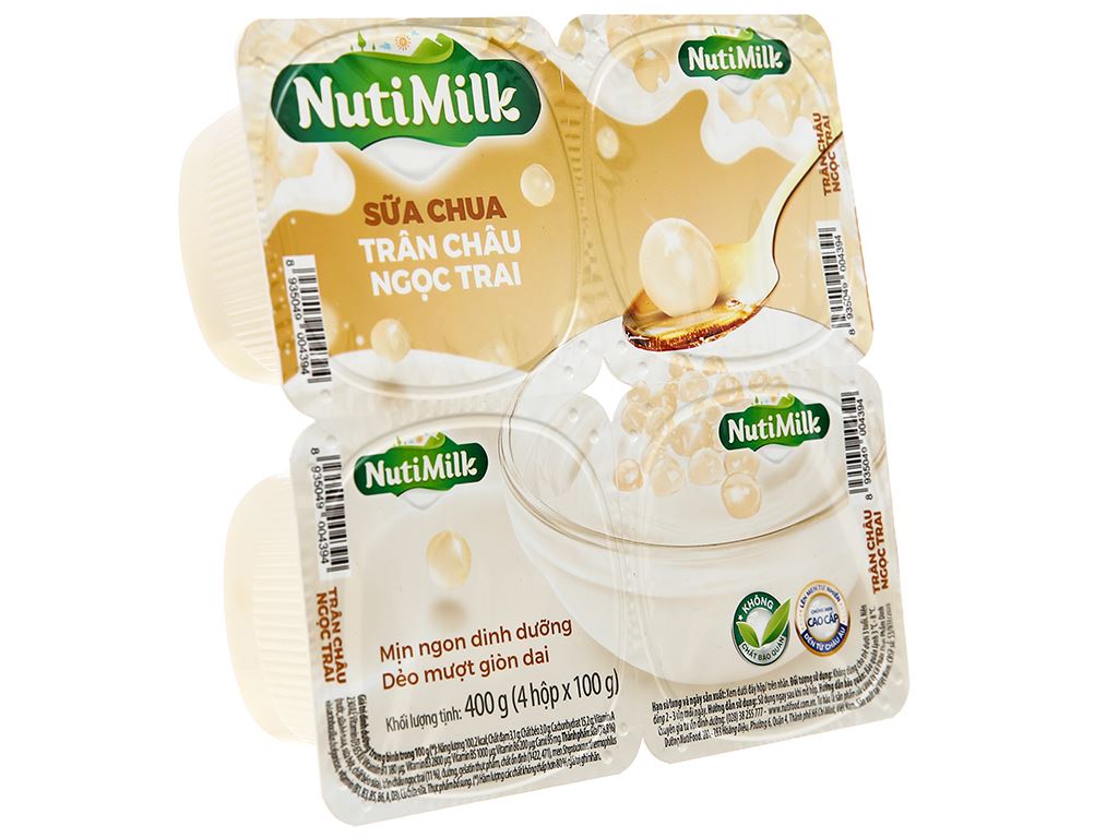 Lốc 4 hộp sữa chua ăn Nutimilk trân châu ngọc trai 100g 1
