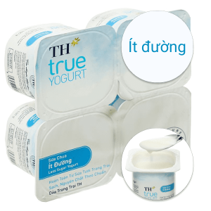 Lốc 4 hộp sữa chua ít đường TH True Yogurt 100g