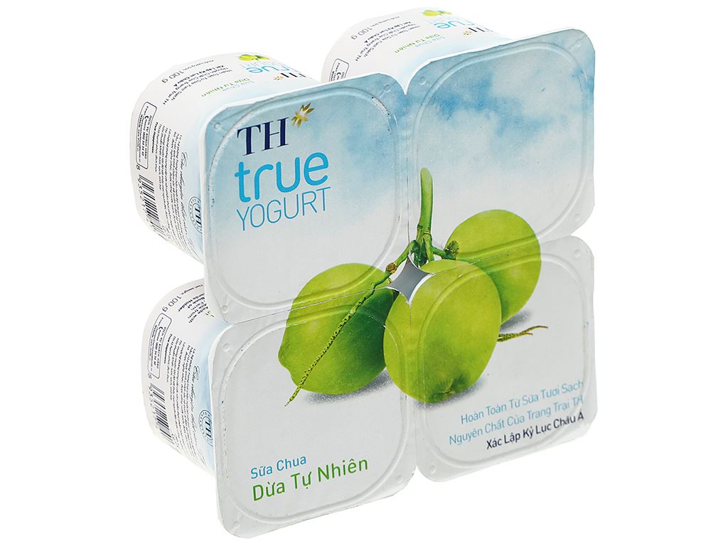Lốc 4 hộp sữa chua vị dừa TH True Yogurt 100g