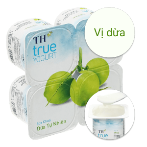 Lốc 4 hộp sữa chua TH True Yogurt vị dừa 100g