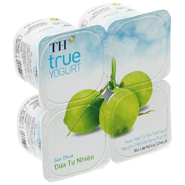 Lốc 4 hộp sữa chua trái cây TH true YOGURT vị dừa 100g - AVAKids.com