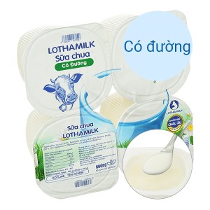 Lốc 4 hũ sữa chua ăn Lothamilk có đường 100g