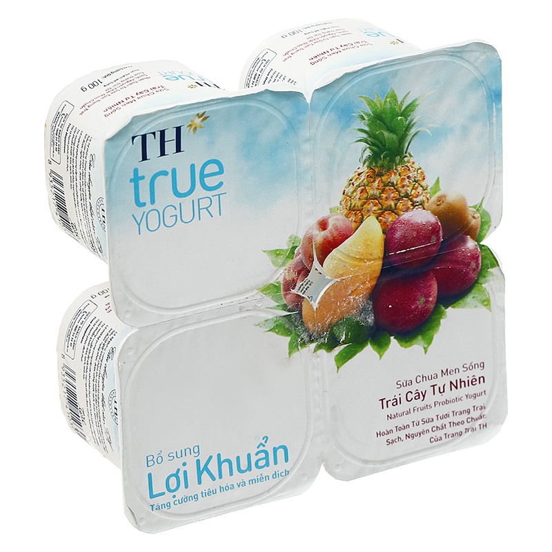 Lốc 4 hộp sữa chua trái cây TH true YOGURT vị trái cây 100g (từ 1 tuổi)-1