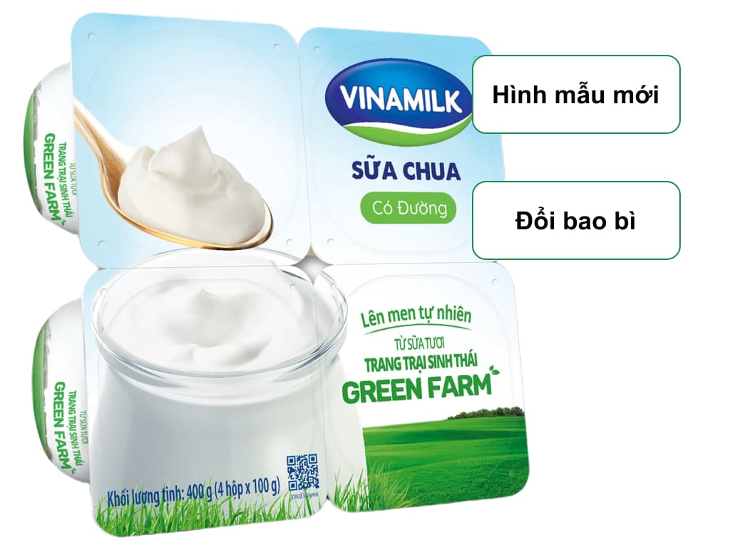Lốc 4 hộp sữa chua có đường Vinamilk Love Yogurt Green Farm 100g 1