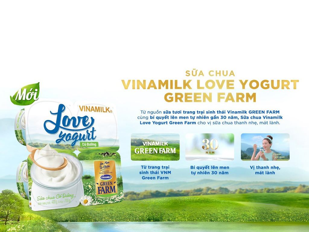 Lốc 4 hộp sữa chua có đường Vinamilk Love Yogurt Green Farm 100g 2