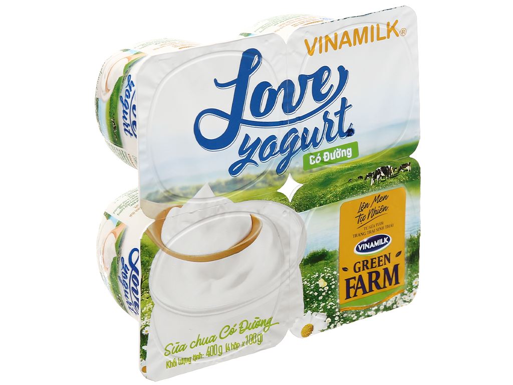 Lốc 4 hộp sữa chua có đường Vinamilk Love Yogurt Green Farm 100g 1