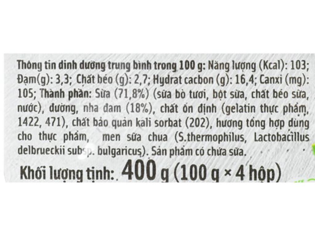 Lốc 4 hộp sữa chua ăn Ba Vì nha đam 100g 4