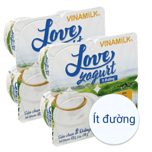2 lốc sữa chua ít đường Vinamilk Love Yogurt Green Farm hộp 100g