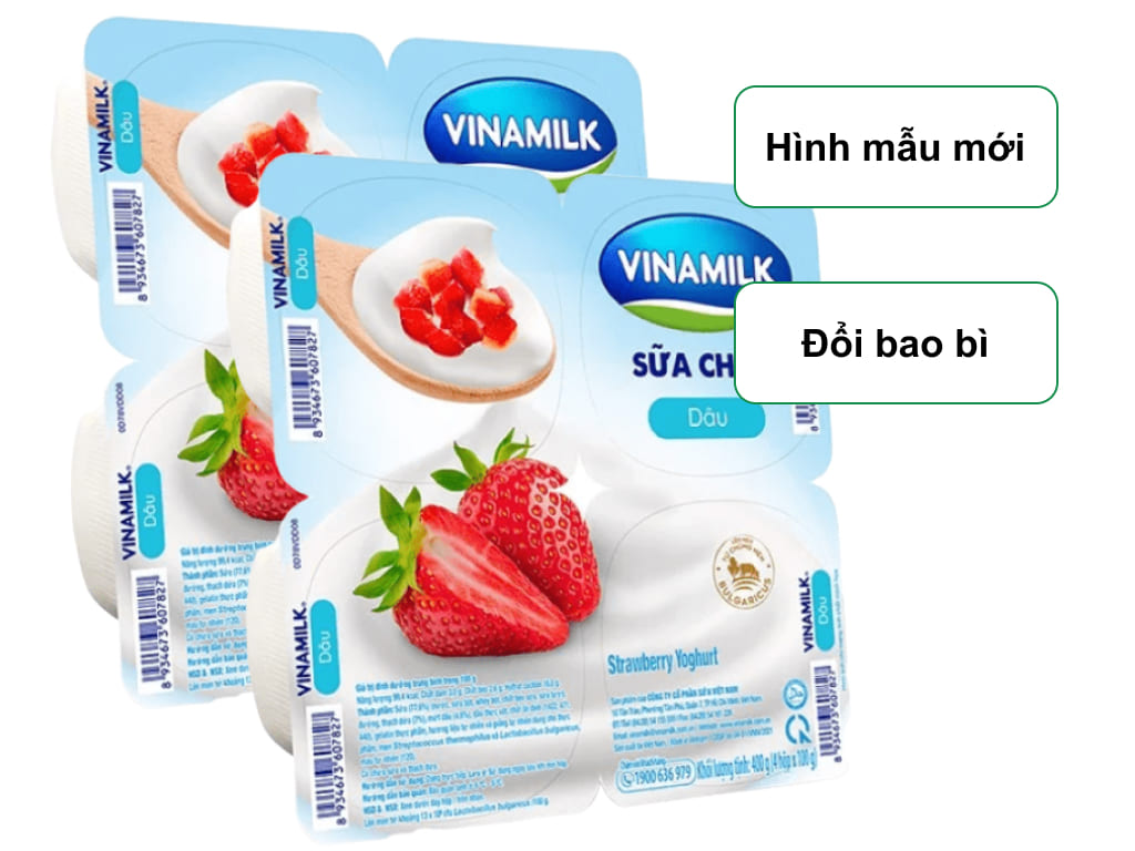 2 lốc sữa chua dâu Vinamilk hộp 100g 1