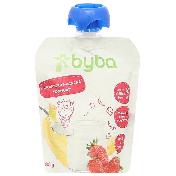 Sữa chua trái cây Byba vị dâu, chuối túi 85g (từ 6 tháng) - AVAKids.com