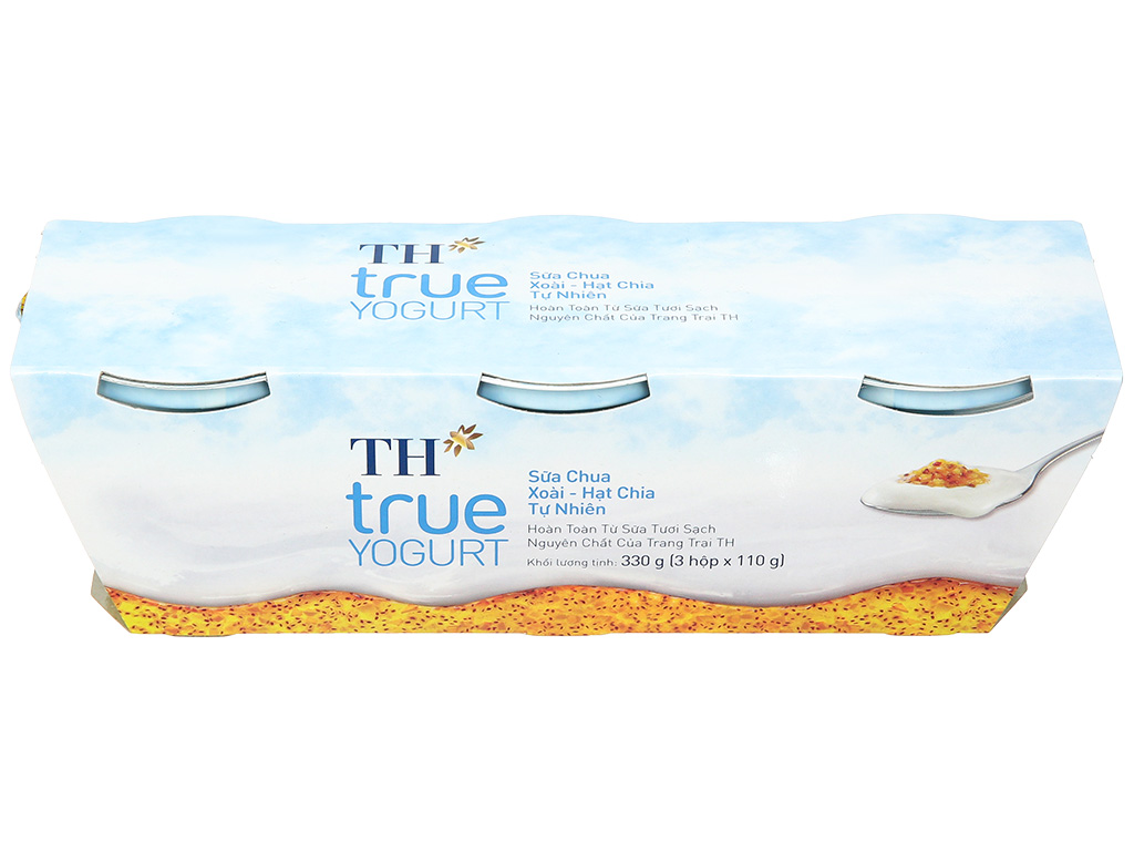 Lốc 3 hộp sữa chua ăn TH True Yogurt xoài hạt chia 110g 3