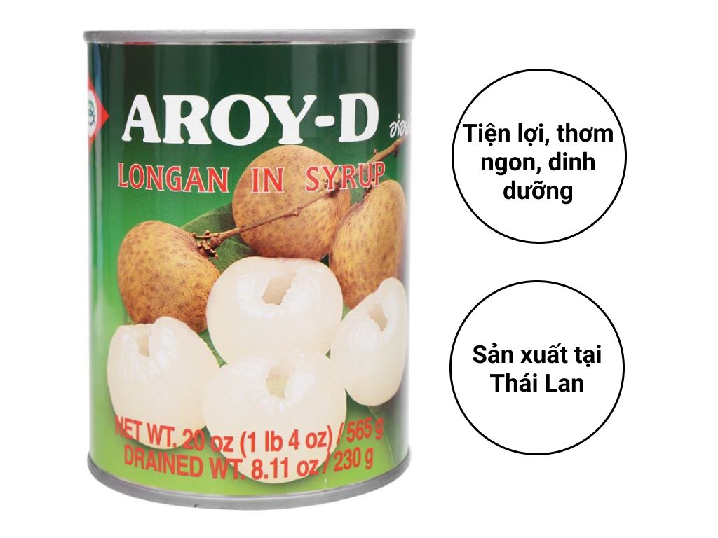 Nhãn ngâm đường Aroy-D 565g 2