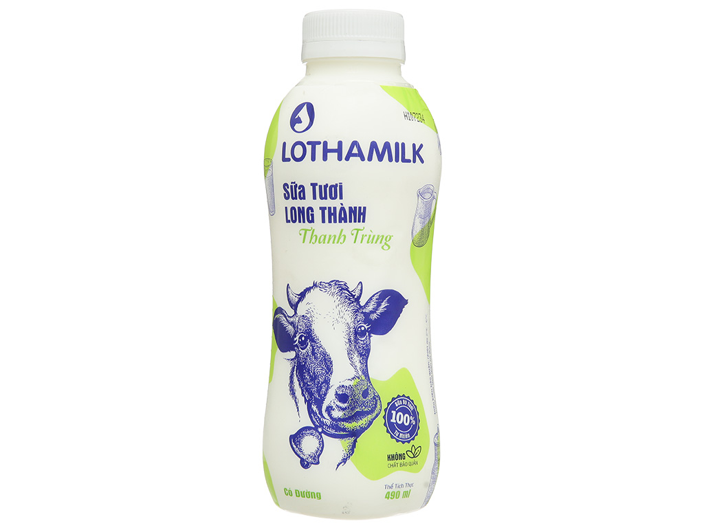 Sữa tươi thanh trùng có đường Lothamilk chai 490ml 1