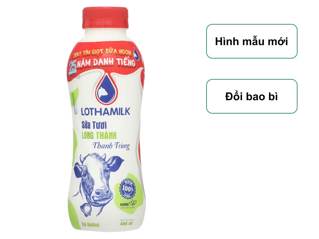 Sữa tươi thanh trùng có đường Lothamilk chai 490ml 1