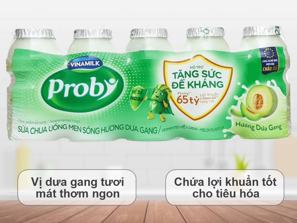 Lốc 5 chai sữa chua uống men sống dưa gang Vinamilk Probi 65ml 1