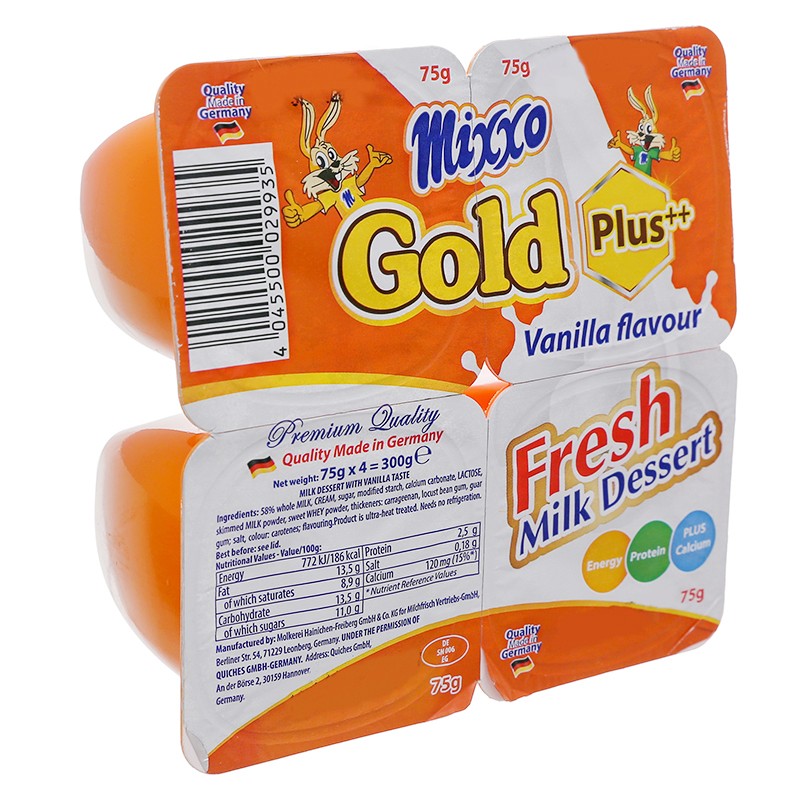 Lốc 4 hũ váng sữa Mixxo Gold vị vani 75g (từ 6 tháng) - AVAKids.com
