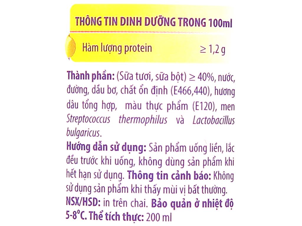Sữa chua uống hương dâu Sài Gòn chai 200ml 4
