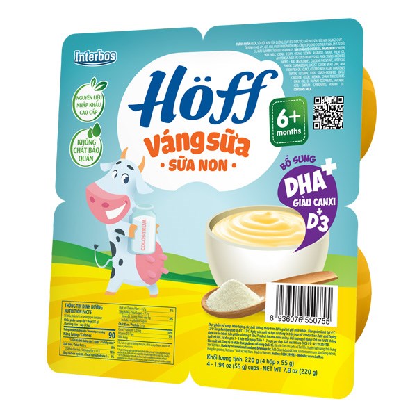 Lốc 4 Hũ Váng Sữa Hoff Vị Sữa Non 55G (Từ 6 Tháng)