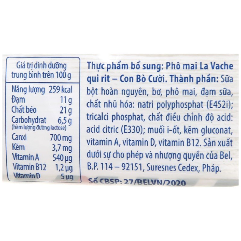 Phô mai Con Bò Cười vị truyền thống gói 4 miếng 60g (từ 1 tuổi) 6