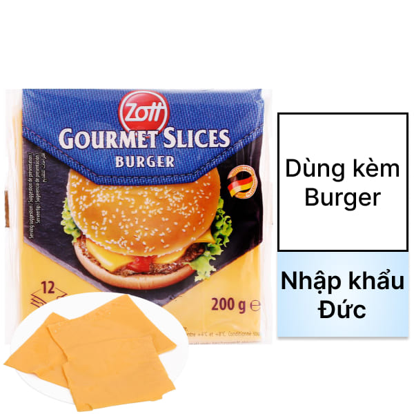 Phô mai lát Zott Burger 200g (12 lát)