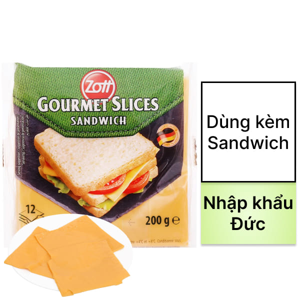Phô mai lát Zott Sandwich 200g (12 lát)