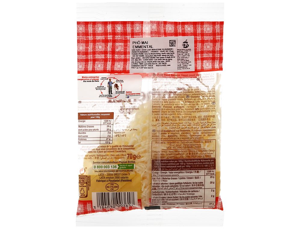 Phô mai sợi Paysan Breton gói 70g 4