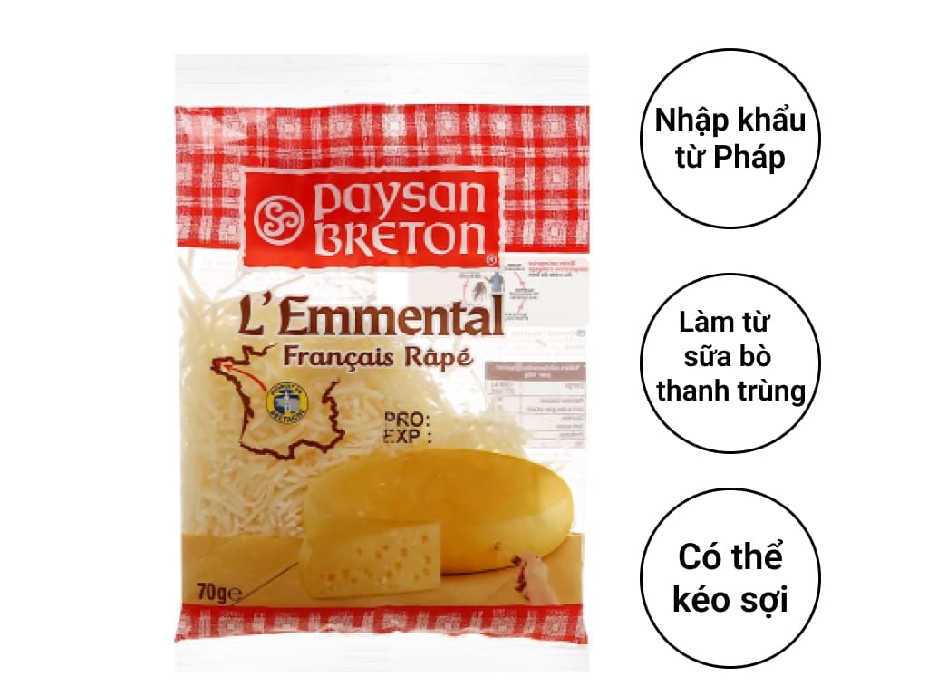 Phô mai sợi Paysan Breton gói 70g 3
