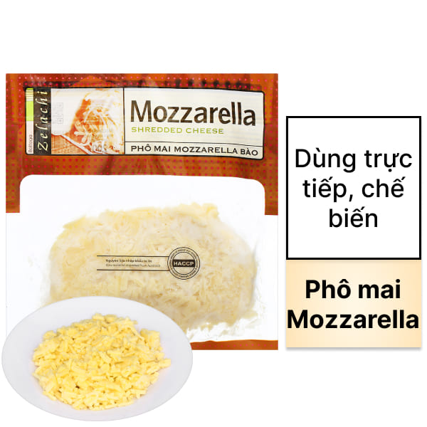 Phô mai mozzarella bào Bottega Zelachi gói 200g