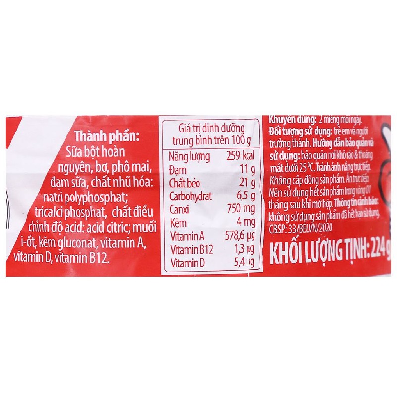 Phô mai Con Bò Cười vị truyền thống hộp 16 miếng 224g (từ 1 tuổi) 6