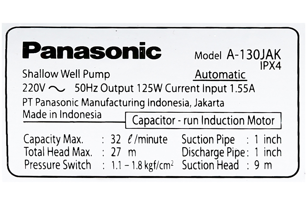 Siêu thị máy bơm nước tăng áp Panasonic A-130JAK 125W