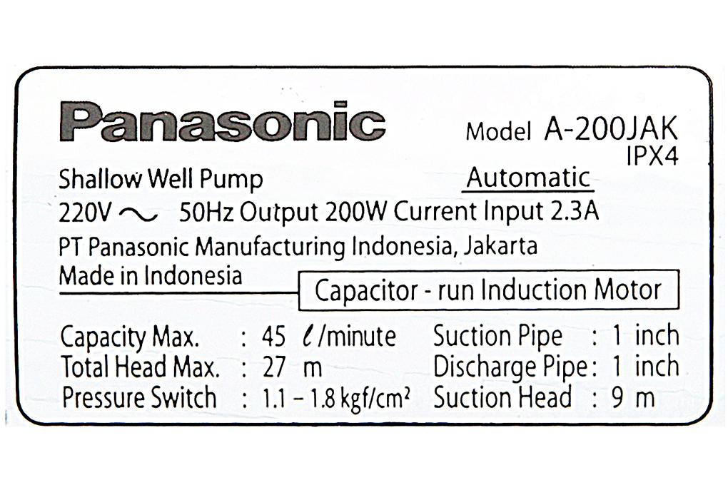 Siêu thị máy bơm nước tăng áp Panasonic A-200JAK 200W