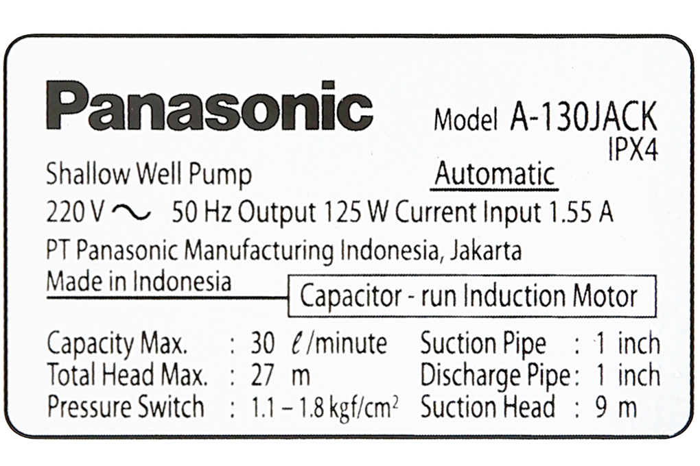 Máy bơm nước tăng áp Panasonic A-130JACK 125W - 10