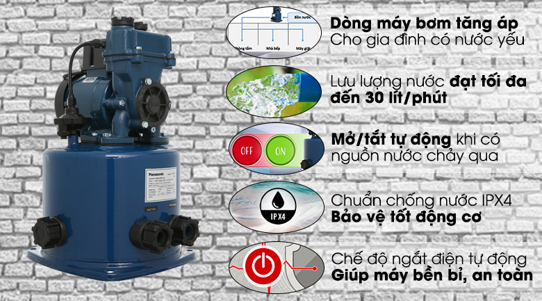 Máy bơm nước tăng áp Panasonic A-130JTX 125W