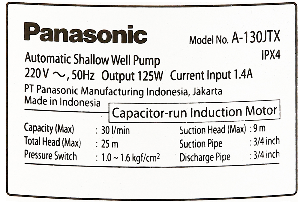 Siêu thị máy bơm nước tăng áp Panasonic A-130JTX 125W