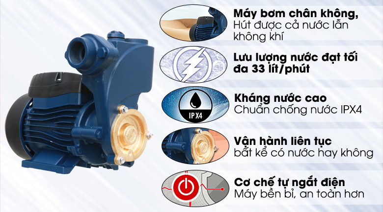 Máy bơm nước đẩy cao chân không Kangaroo KG 200BP 200W
