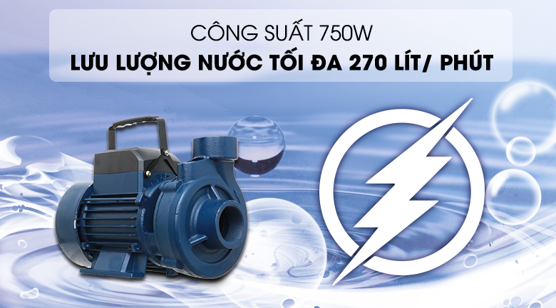 Máy bơm nước ly tâm Kangaroo KG 750DK 750W - Công suất 750W, cho khả năng lưu lượng nước đến 270 lít/phút