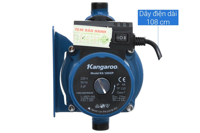 Máy bơm nước tăng áp Kangaroo KG 180ZP 180W Màu Xanh Dương